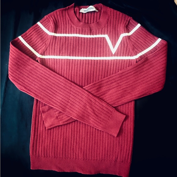 VALENTINO GARAVANI Ribbed-Knit V Logo Sweater XS - Picture 9 of 11